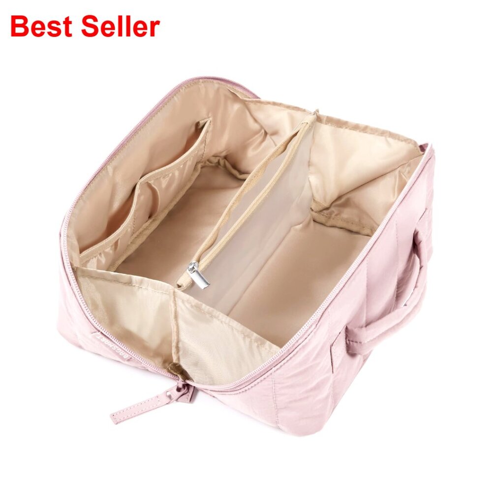 Travel Makeup Bag, Water-Resistant Cosmetic Organizer, Padded Toiletry Case